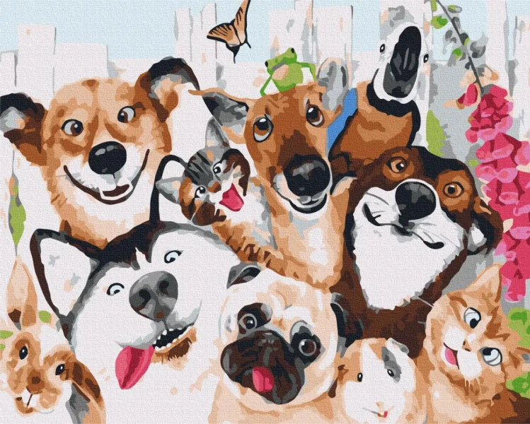 Картина за номерами Селфі домашніх звірят  Brushme 48x60