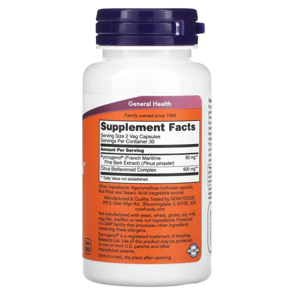 Пікногенол Now Foods (Pycnogenol) 30 мг 60 капсул