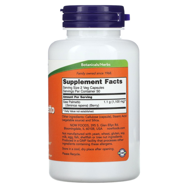Со Пальметто Now Foods (Saw Palmetto) 550 мг 100 капсул