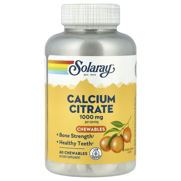 Цитрат кальцію Solaray (Calcium Citrate) 1000 мг 60 жувальних таблеток зі смаком апельсину