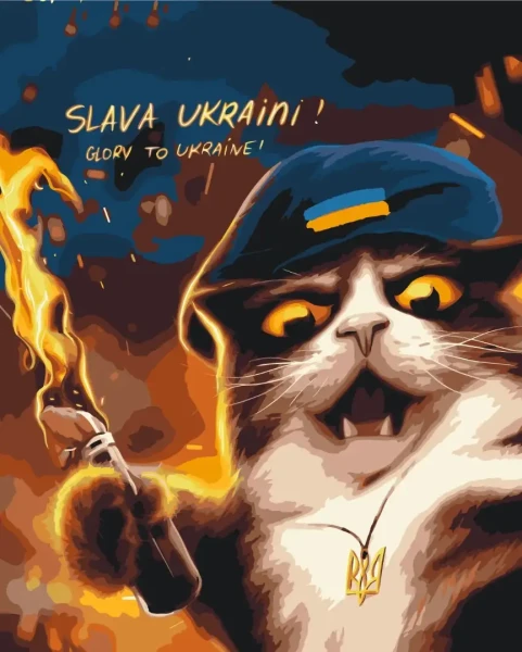 Премиум картина по номерам Котик повстанец ©Марианна Пащук Brushme 40x50