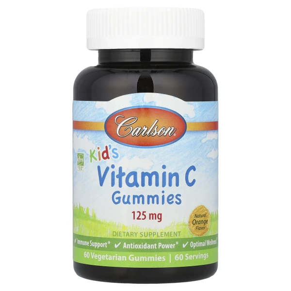 Вітамін С для дітей Carlson (Kid's Vitamin C Gummies) 125 мг 60 жувальних цукерок зі смаком апельсину
