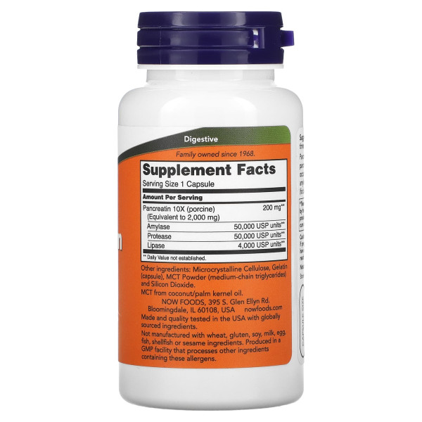 Панкреатин Now Foods (Pancreatin) 10X 200 мг 100 капсул