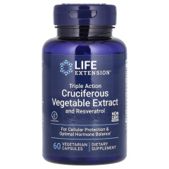 Екстракти овочів для підтримки балансу гормонів у жінок Life Extension (Cruciferous Vegetable Extract with Resveratrol) 60 вегетаріанських капсул