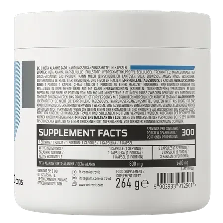 Бета-аланін Ostrovit Beta-Alanine 2400 мг 300 капсул