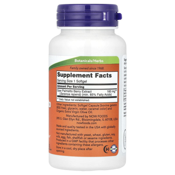 Со Пальметто екстракт Now Foods (Saw Palmetto Extract) 160 мг 120 капсул