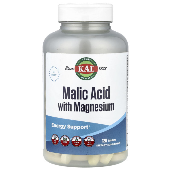 Яблочная кислота с магнием KAL (Malic Acid with Magnesium) 120 таблеток
