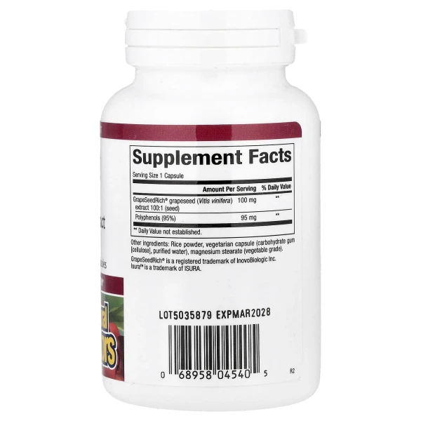 Natural Factors, GrapeSeedRich®, екстракт виноградних кісточок, 100 мг, 120 вегетаріанських капсул