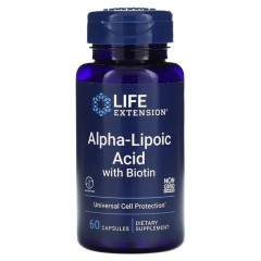 Альфа-липоевая кислота с биотином Life Extension (Alpha-Lipoic Acid with Biotin) 60 капсул