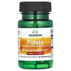 Фолат 680 мкг DFE Swanson (5-Methyltetrahydrofolic Acid) 30 капсул