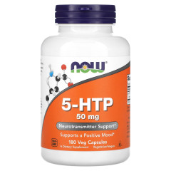 5-гідрокситриптофан NOW Foods (5-HTP) 50 мг 180 рослинних капсул