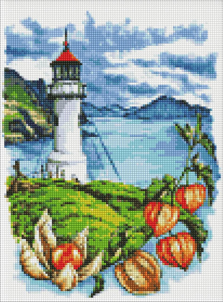 Алмазная мозаика/вышивка Маяк с физалисами 30x40 Ideyka