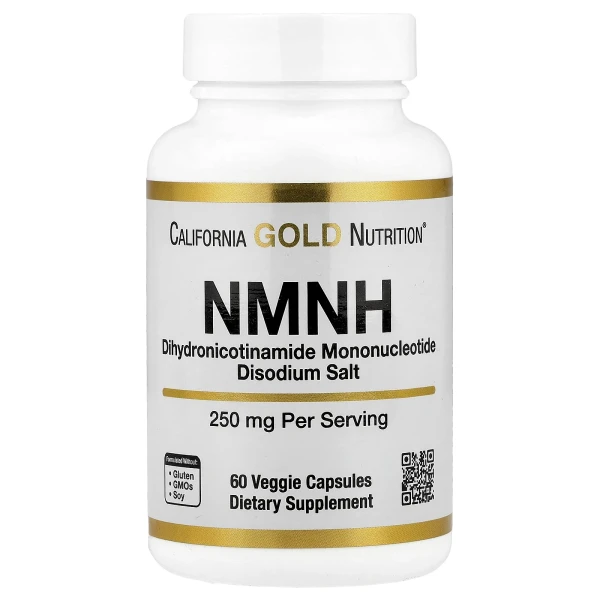 Дигидроникотинамид мононуклеотид California Gold Nutrition (NMNH) 250 мг 60 растительных капсул