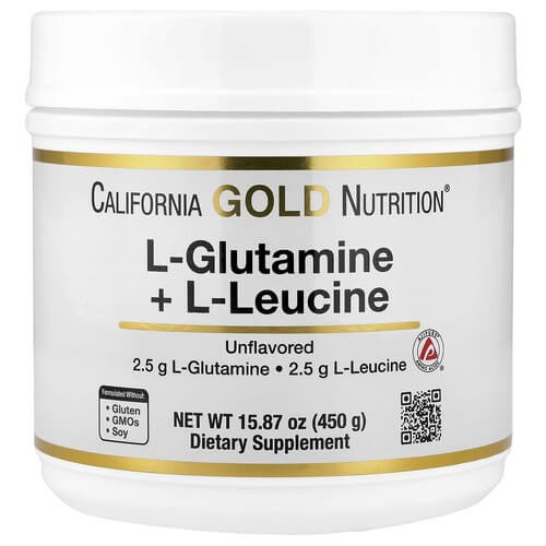 L-глютамин и L-лейцин California Gold Nutrition (L-Glutamine + L-Leucine) 450 грамм