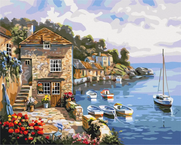 Картина за номерами Човни в морі  Brushme 40x50