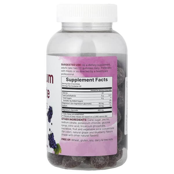 Гліцинат магнію Micro Ingredients (Magnesium Glycinate) 120 жувальних цукерок