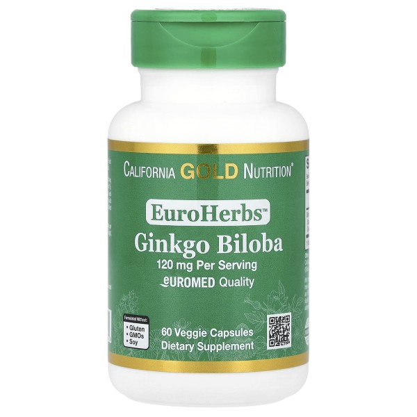 Екстракт листя гінкго білоба California Gold Nutrition (EuroHerbs) 120 мг 60 капсул