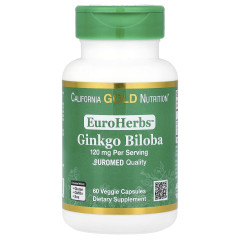 Екстракт листя гінкго білоба California Gold Nutrition (EuroHerbs) 120 мг 60 капсул