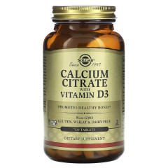 Кальцій цитрат та вітамін Д3 Solgar (Calcium Citrate with Vitamin D3) 250 мг150 МО 120 таблеток