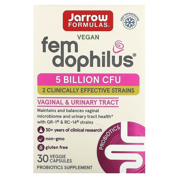 Пробіотик для жінок Jarrow Formulas (Vegan Fem Dophilus) 5 млрд КУО 30 капсул