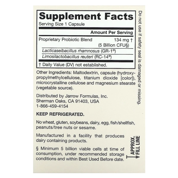 Пробіотик для жінок Jarrow Formulas (Vegan Fem Dophilus) 5 млрд КУО 30 капсул
