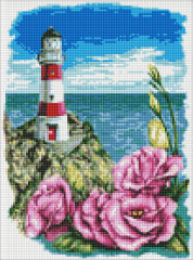 Алмазна мозаїка/вишивка Маяк з еустомами 30x40 Ideyka