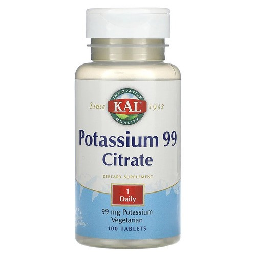 Цитрат калия 99 мг KAL (Potassium Citrate) 100 таблеток