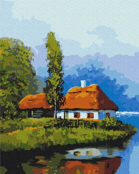 Картина за номерами Хатинка біля озера  Brushme 40x50