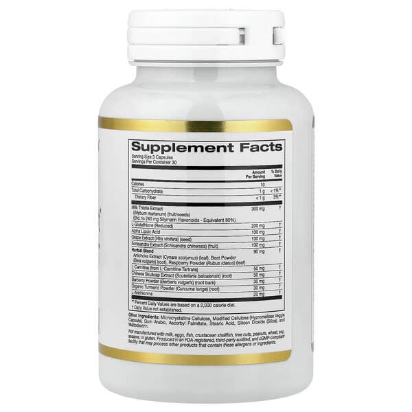 Комплекс для поддержки печени California Gold Nutrition (Advanced Liver Support) 90 растительных капсул
