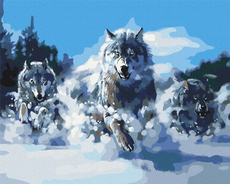 Премиум картина по номерам Волки в движении Brushme 40x50