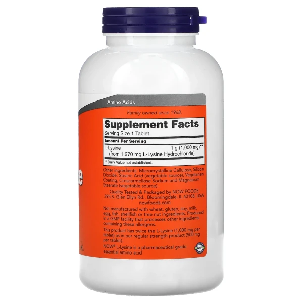 L-лізин NOW Foods (L-Lysine) 1000 мг 250 таблеток