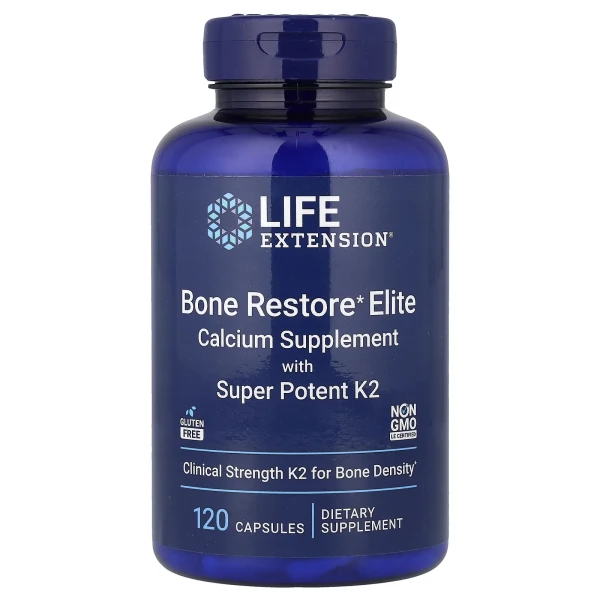 Відновлення кісток із суперактивним К2 (Bone restore elite with super potent K2) 120 капсул