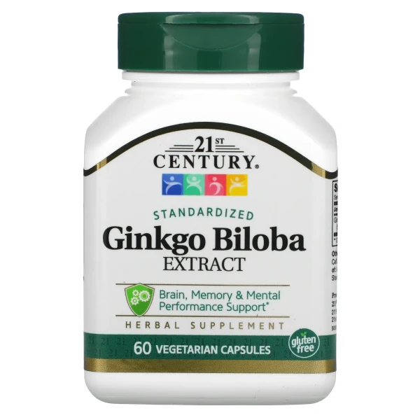 Экстракт листьев гинкго билоба 21st Century (Ginkgo Biloba) 60 капсул