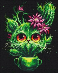 Премиум картина по номерам Котенок кактусят © Марианна Пащук Brushme 40x50
