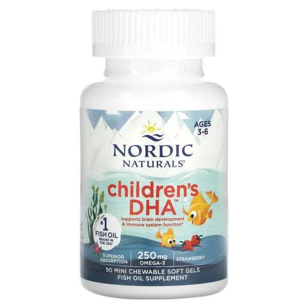ДГК для дітей 3–6 років Nordic Naturals (Children's DHA) 90 жувальних капсул зі смаком полуниці