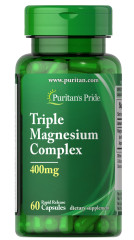 Магній, потрійний комплекс, Triple Magnesium Complex, Puritan's Pride, 400 мг, 60 капсул швидкого вивільнення