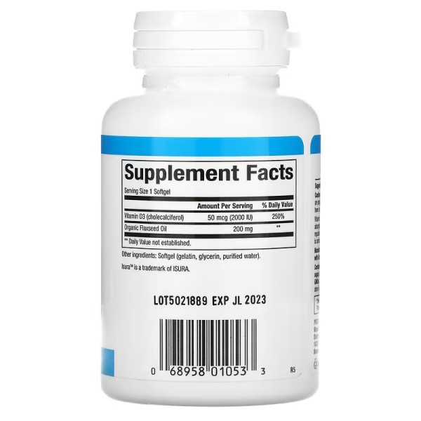 Витамин D3 2000 МЕ Natural Factors (Vitamin D3) 120 капсул