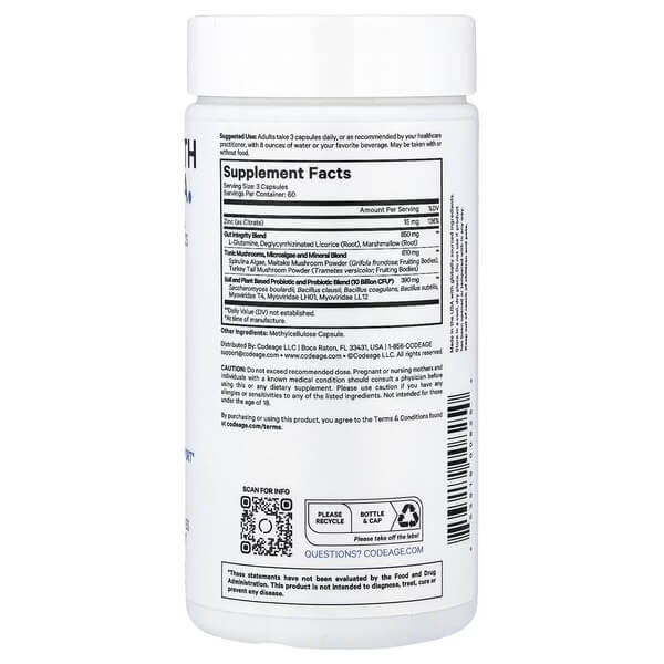 Комплекс для здоровья кишечника Codeage (Gut Health Formula) 180 растительных капсул