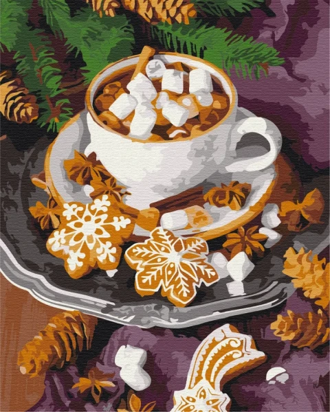 Картина за номерами Пряне какао зі сніжком 40x50 Brushme