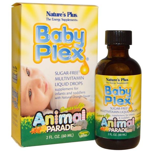 Мультивитамины для новорожденных Nature's Plus (Animal Parade Multivitamin Drops) 60 мл капли без сахара со вкусом апельсина