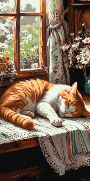 Картина по номерам Животные Рыжий котик 40x80 см Origami