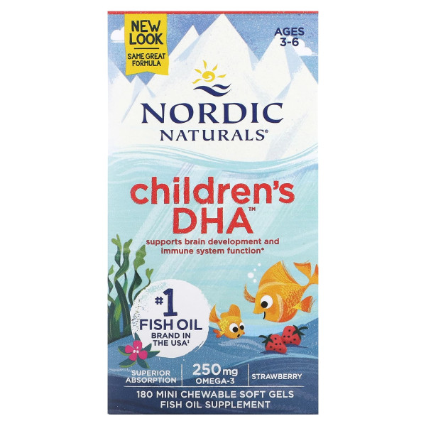 ДГК для дітей 3–6 років Nordic Naturals (Children's DHA) 180 жувальних капсул зі смаком полуниці