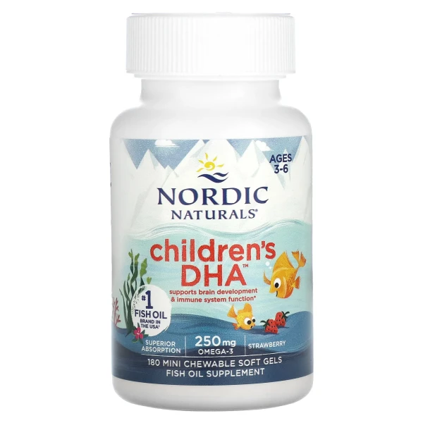 ДГК для дітей 3–6 років Nordic Naturals (Children's DHA) 180 жувальних капсул зі смаком полуниці