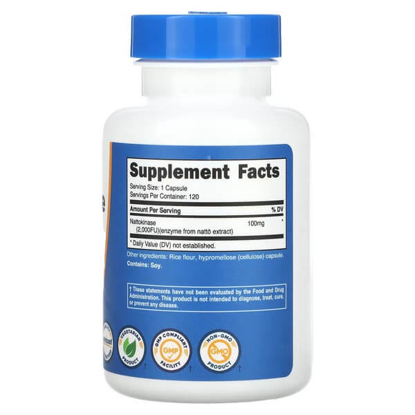 Наттокиназа 2000 FU Nutricost (Nattokinase) 120 капсул