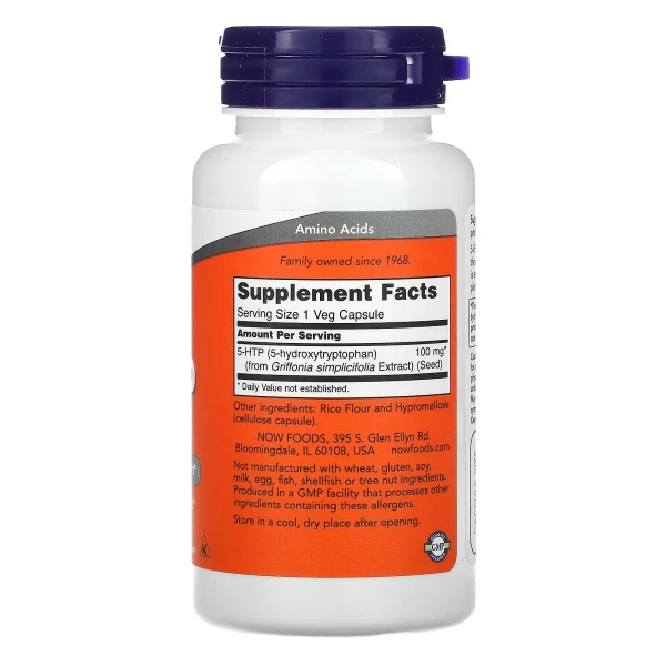 5-HTP 5-Гідрокситриптофан Now Foods (5-HTP) 100 мг 60 капсул