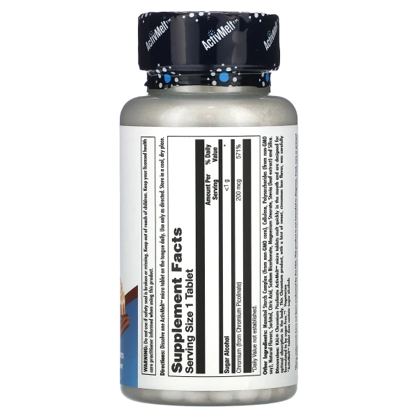 Піколінат хрому KAL (Chromium Picolinate) 200 мкг 120 таблеток зі смаком булочки з корицею