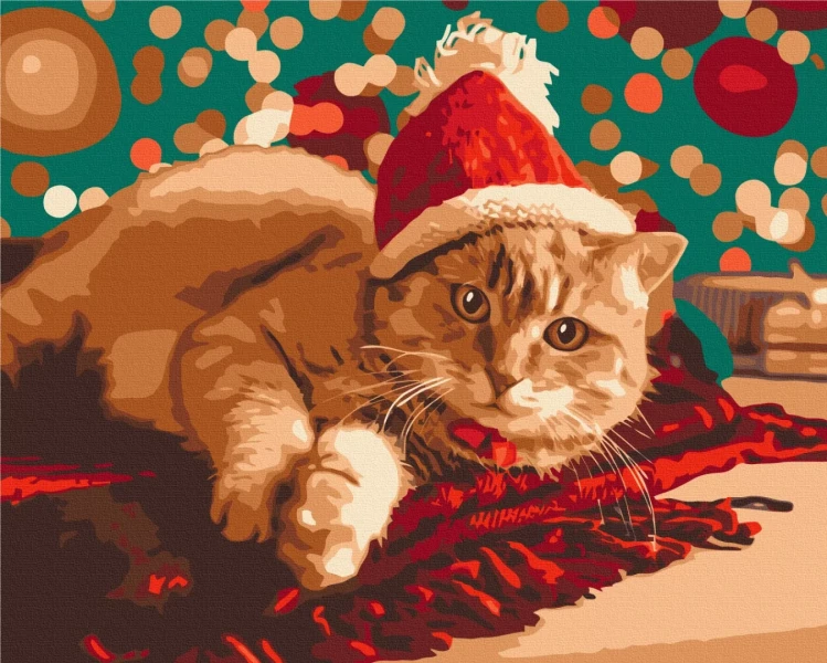 Картина по номерам Санта котик 40x50 Brushme
