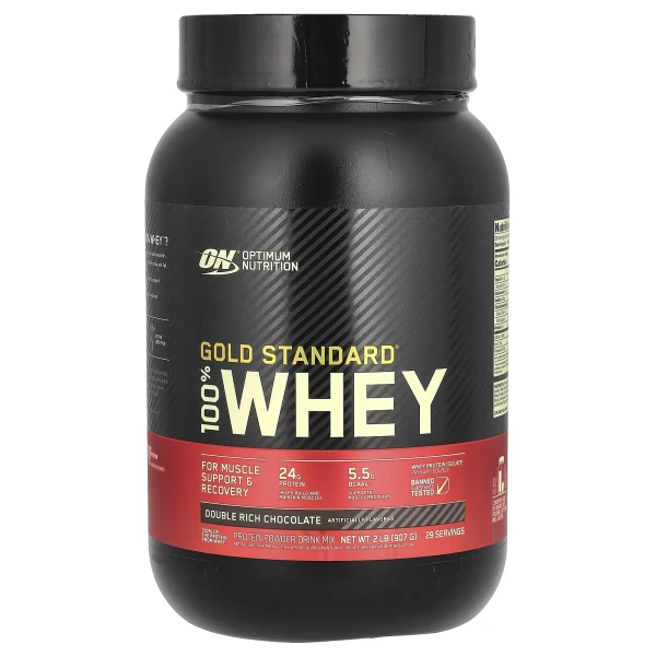 Optimum Nutrition, Gold Standard 100% Whey, сироватковий протеїн, насичений шоколадний смак, 907 г (2 фунти)