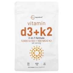 Вітамін D3 + K2 5000 МО/100 мкг Micro Ingredients (Vitamin D3 + K2) 300 рідких капсул