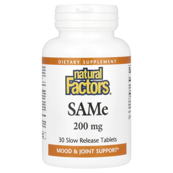 SAMe повільного вивільнення Natural Factors (SAMe) 200 мг 30 таблеток